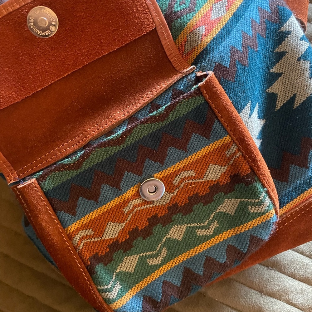 Genuine Leather Aztec Print Backpack - Picture 8 of 9